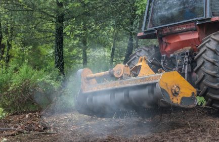 tractor doing forest clearing with a crusher